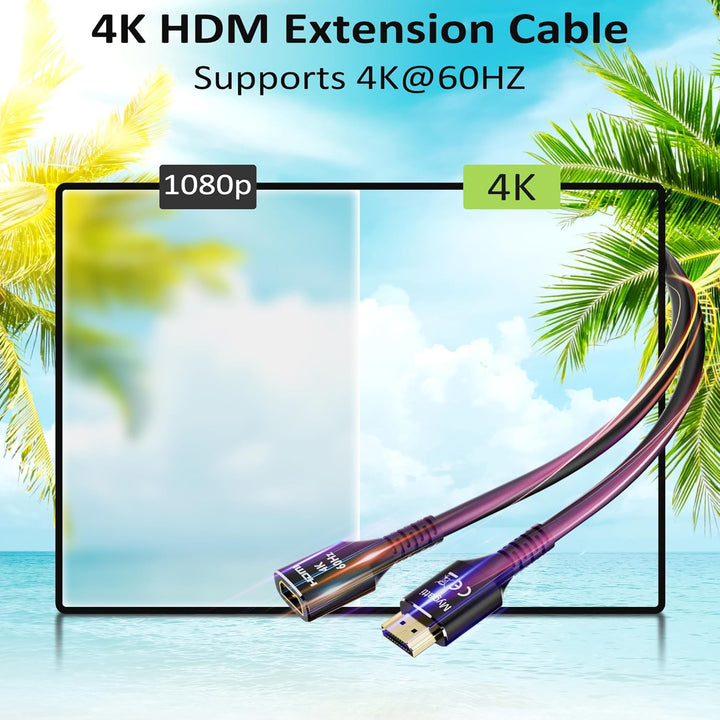 HDMI 2.0 Verlängerungskabel(10 Meter),HDMI Stecker auf Buchse 4K@60Hz, HDMI Kabel, HDMI Extender,kom