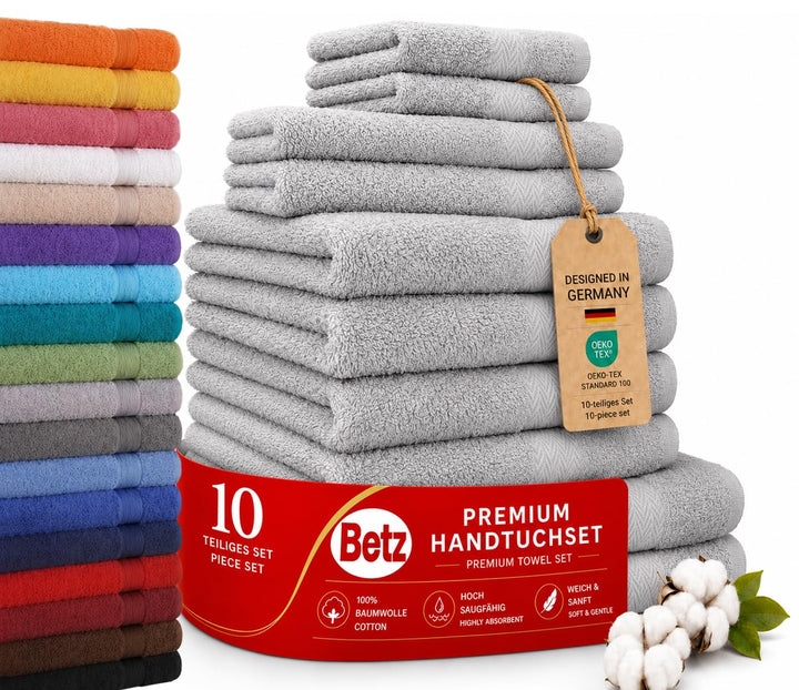 Betz Premium Classic Frottier Handtuch-Set 10-teilig - 2X Liegetücher - 4X Handtücher - 2X Gästetüch
