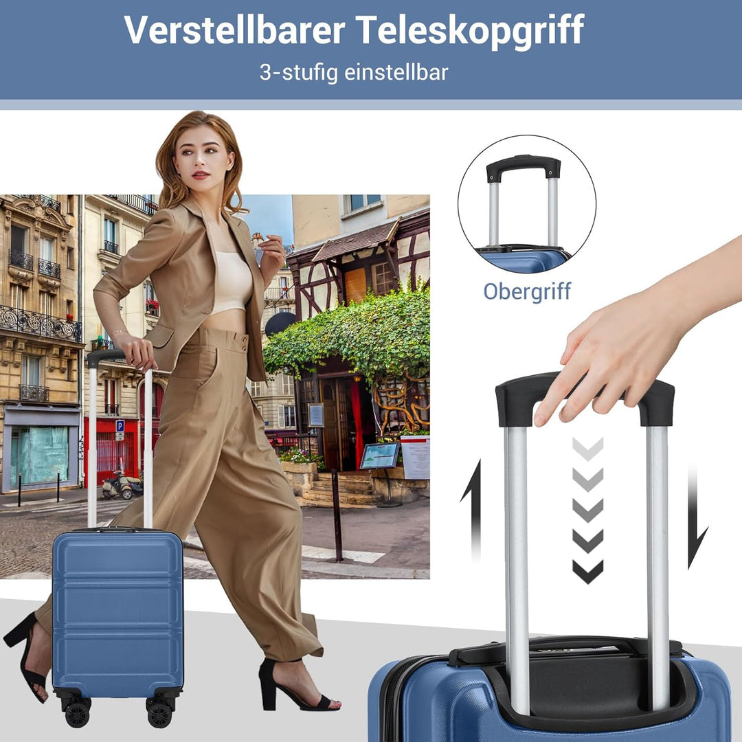 KONO Handgepäck Koffer mit abnehmbaren Rollen, 40x30x20 cm ohne Rollen, Leichter Kabinen-Koffer klei