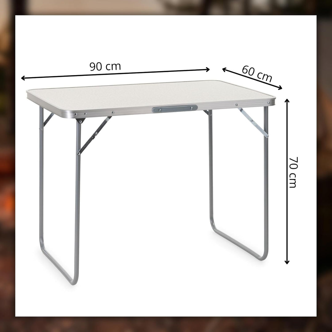 SPRINGOS Faltbarer Campingtisch 90x60x70 cm Aluminiumrahmen MDF Tischplatte Transportgriff Klappbar
