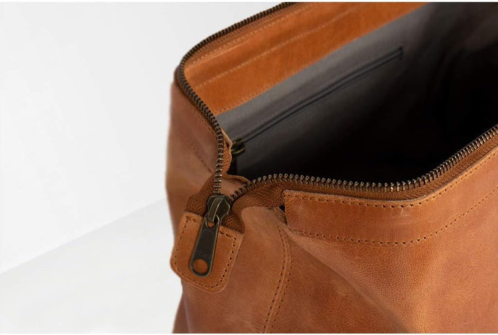HOLZRICHTER Berlin Kulturbeutel No 5-2 (L) Camel - Grosse, hochwertige Kulturtasche handgefertigt au