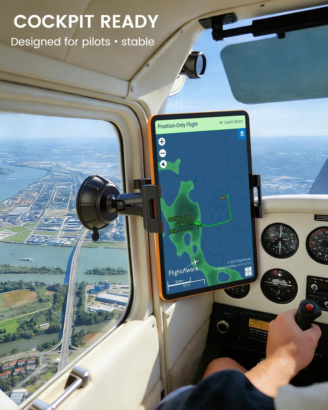 OHLPRO Tablethalterung Flugzeug Cockpit für Piloten - 80mm Starker Saugnapf Aviation Tablet Halter m