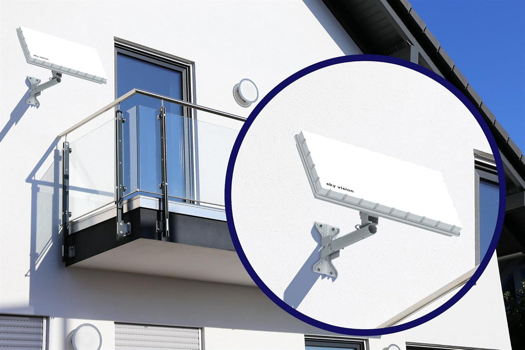 sky vision Flat Twin LNB Satelliten Flachantenne für 2 Teilnehmer inkl. Wand- + Masthalterung + 20m