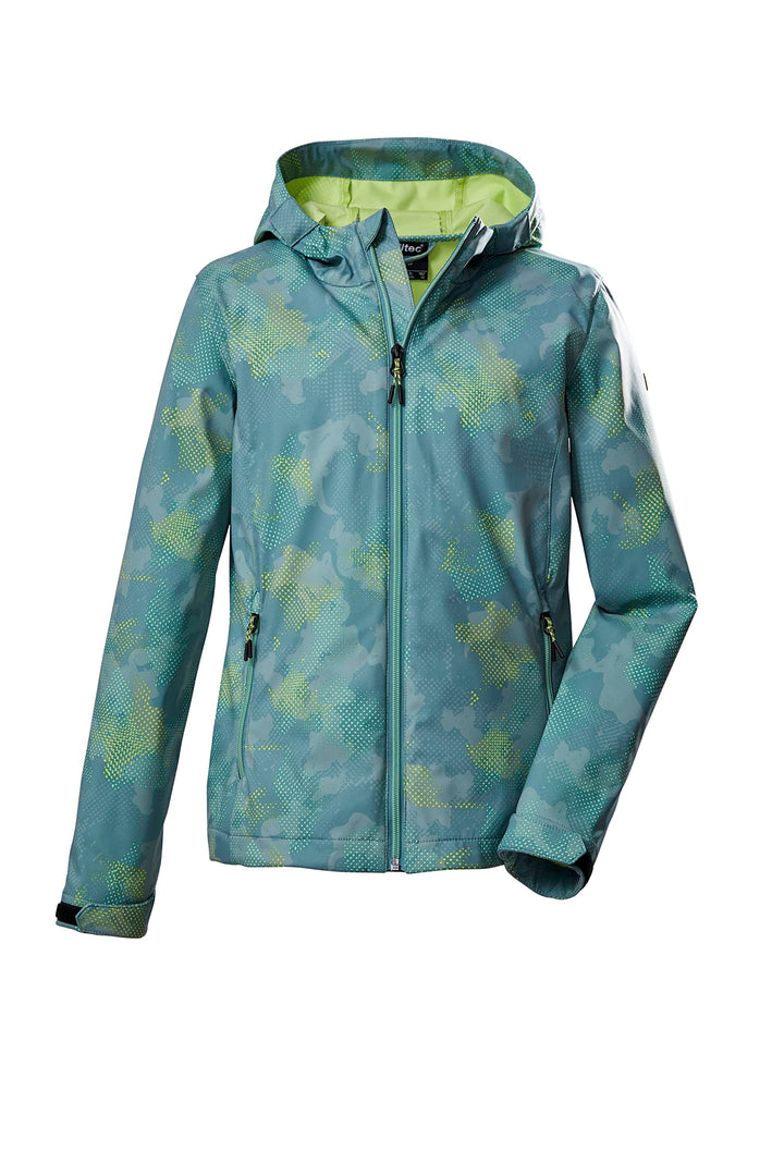 Killtec Mädchen Kos 205 Grls Sftshll Jckt Softshelljacke/Outdoorjacke mit Kapuze, stahlmint
