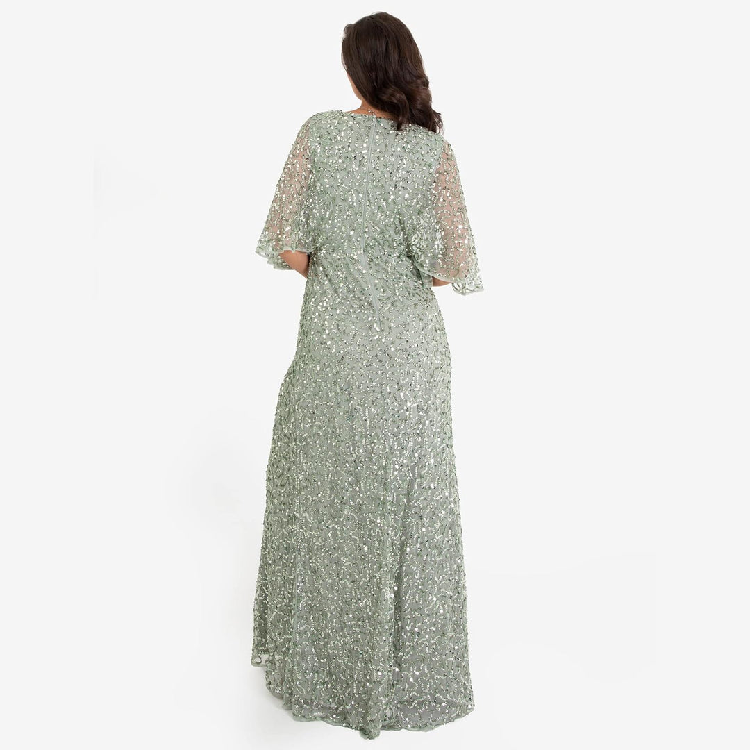 Maya Deluxe Damen Womens Maxi Dress Ladies Sequin Embellished Wrap A-line Dress for Wedding Guest Br