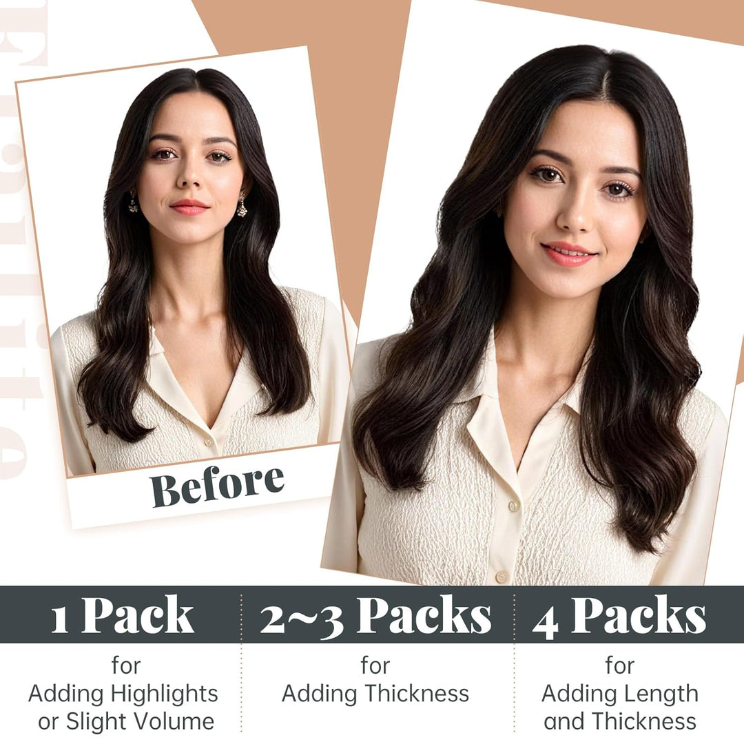 Elailite Echthaar Extensions Tape in 20 Stück #1B Naturschwarz, Real Human Hair 20g/set, 30cm Haarve