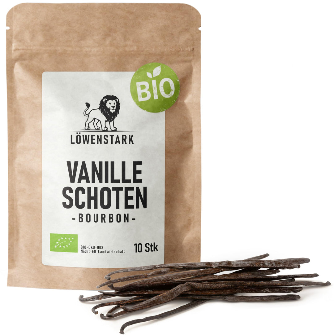 Löwenstark I BIO Vanille-Schoten Bourbon (13-15cm) I Vanille-Stangen aus Madagaskar in feinster Bio-