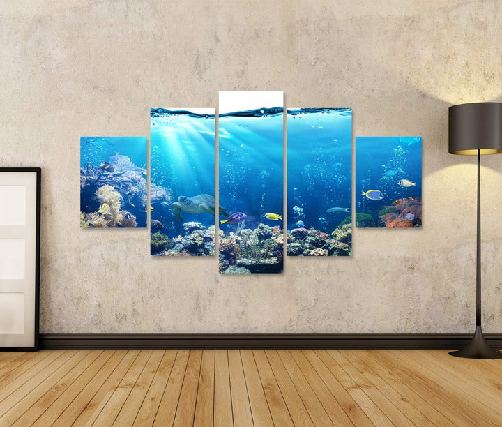 islandburner Bild auf Leinwand Unterwasser Szene Riff Und Tropischen Fischen Aquarium Bilder Wandbil