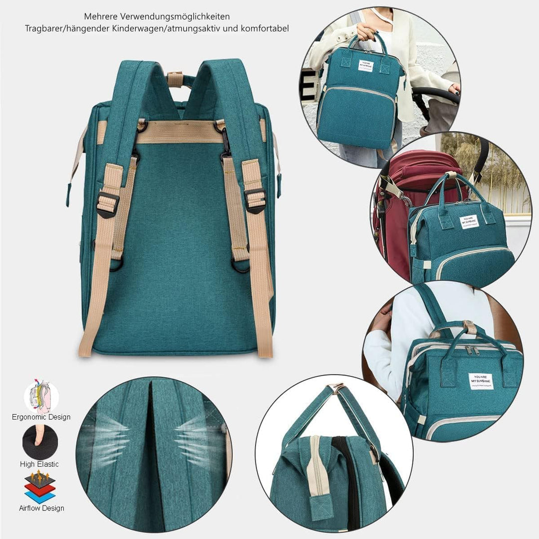 Baby Wickeltasche Rucksack,Diaper Backpack,Babytasche Reiserucksack mit Wickelauflage,Multifunktiona