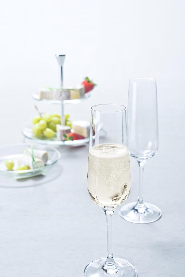 Leonardo Tivoli Sektgläser 6er Set, Sekt-Kelch mit gezogenem Stiel, spülmaschinenfeste Prosecco-Gläs