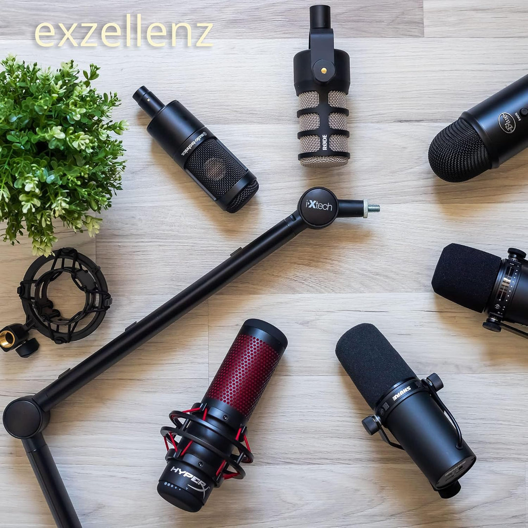 IXTECH Mikrofonarm – Verstellbarer 360° drehbarer Mikrofonständer Tisch – Stabiles Recording-Equipme