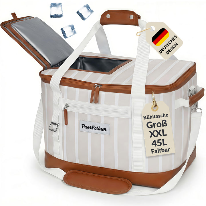 Kühltasche Gross 45 L Faltbar Wasserdicht Kühlbox Cooler Bag für Picknick Strand Camping Auto Einkau
