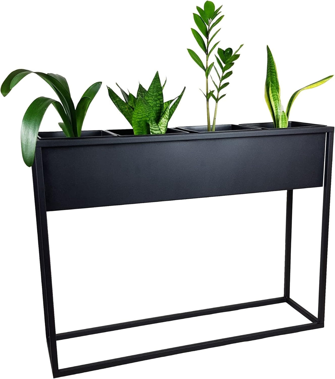 Modern Stella Blumenbeet, h60 x 80 x 21, Aussen Schwarz, Poliertes Metall, Ganzes geschWeisst, Indus