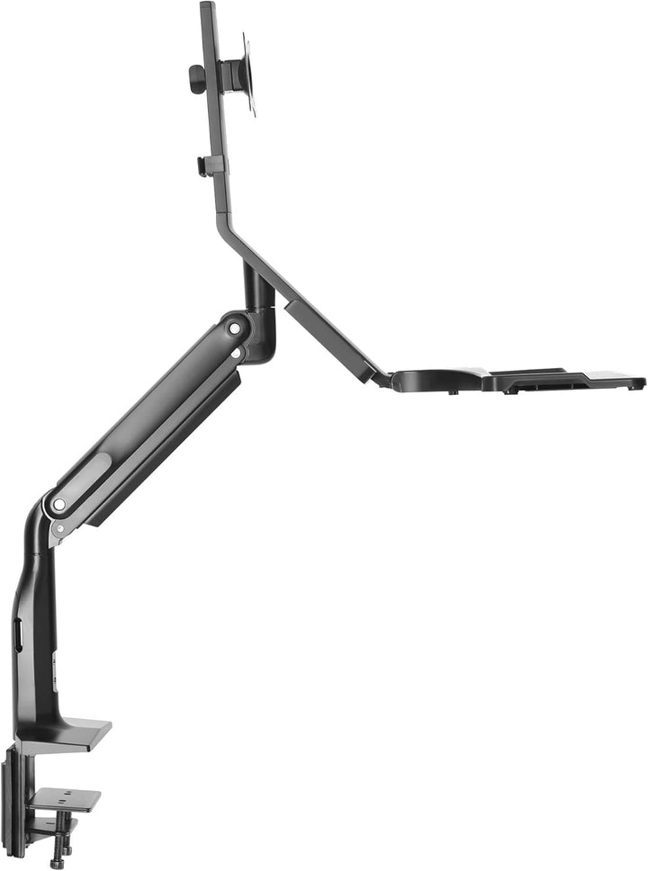 InLine Workstation-Tischhalterung mit Lifter, ergonomische Monitorhalterung mit USB 3.0 und Tastatur