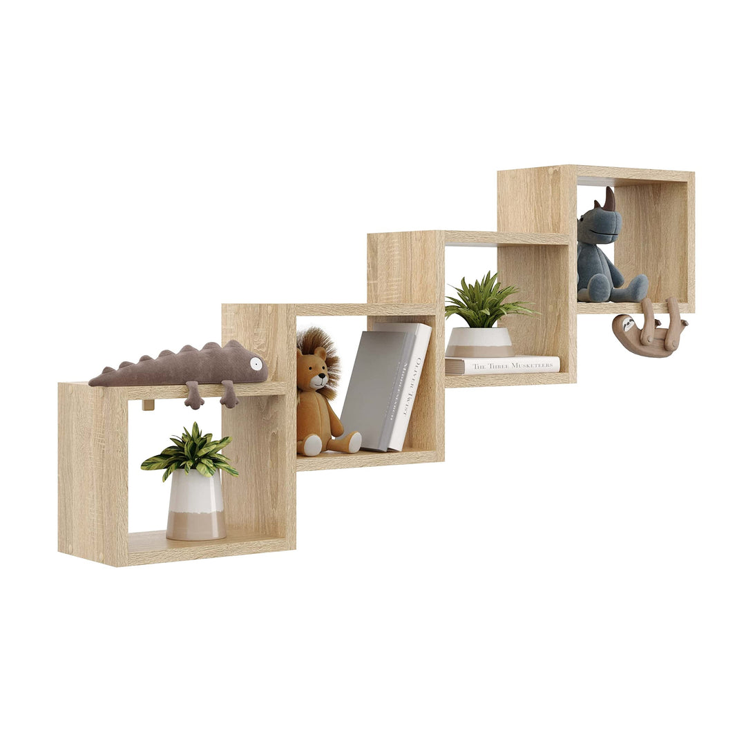 KUBUTKU Dekorativ Wandregal mit 4 Böden 109x57x18 Design Skandinavischer Modern für Wohnzimmer Küche