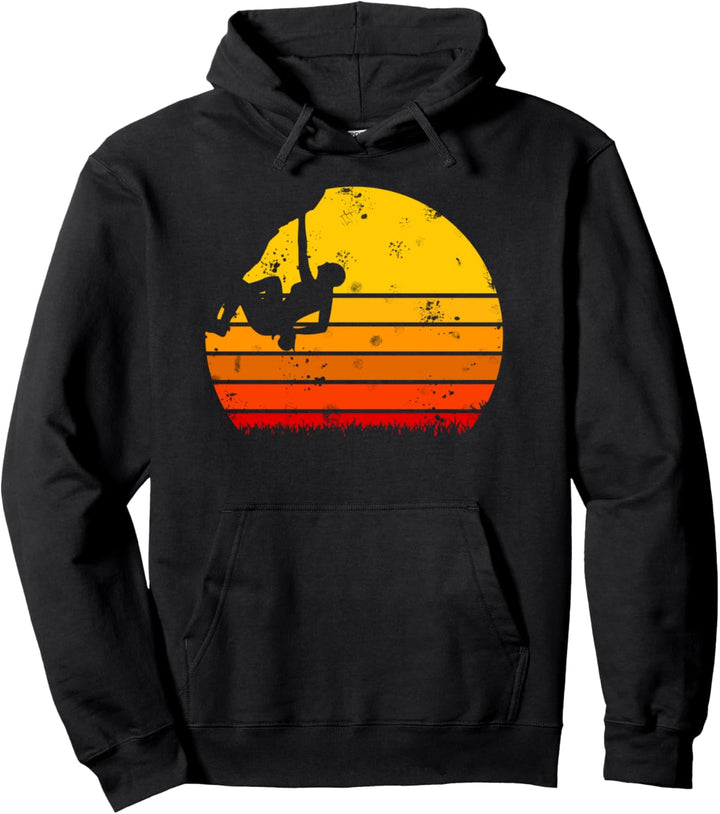 Vintage Klettern & Bouldern Retro Sonnenaufgang Pullover Hoodie