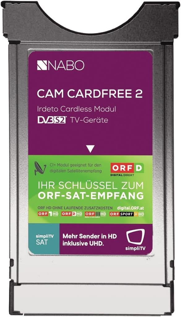 NABO CAM CARDFREE 2 ORF DIGITAL DIREKT Irdeto CI+ Modul für Sat (Kartenlos, Keine Karte notwendig) F