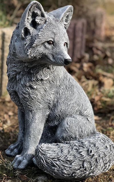 stoneandstyle Steinfigur grosser Fuchs Gartenfigur frostfest wetterfest Steinguss