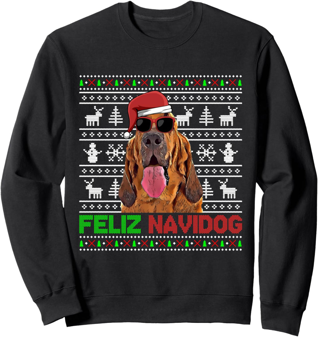 Bloodhound Dog Feliz Navidog Lustiges Weihnachten Sweatshirt