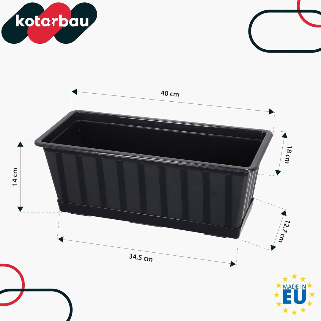 KOTARBAU® Blumenkasten - Blumentopf für Balkon - 40 x 18 x 14 cm - Anthrazit - Balkonkasten Balkonge