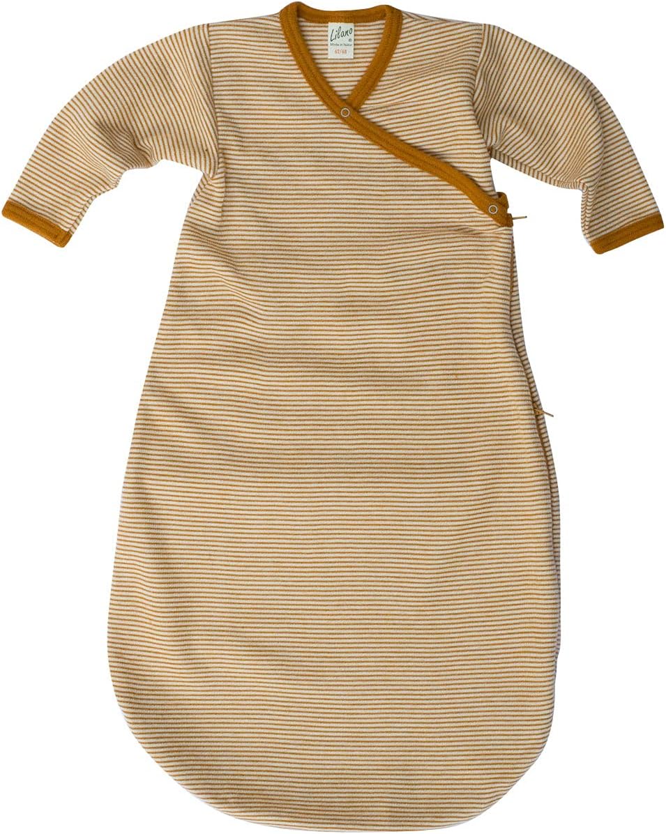 Lilano, Wickelsack Ringel, 70% Wolle (kbT), 30% Seide, 210 gr./m² (Curry/Natur, 50-56) 50-56 Curry/N