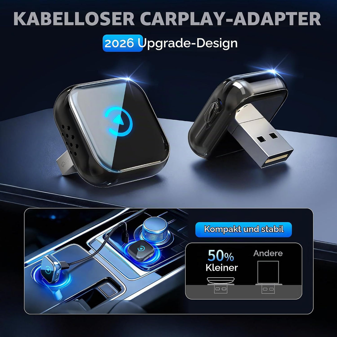 Verbesserter 2-in-1 CarPlay Wireless Adapter mit Instant 2-Phone Switch für Apple CarPlay/Android Au