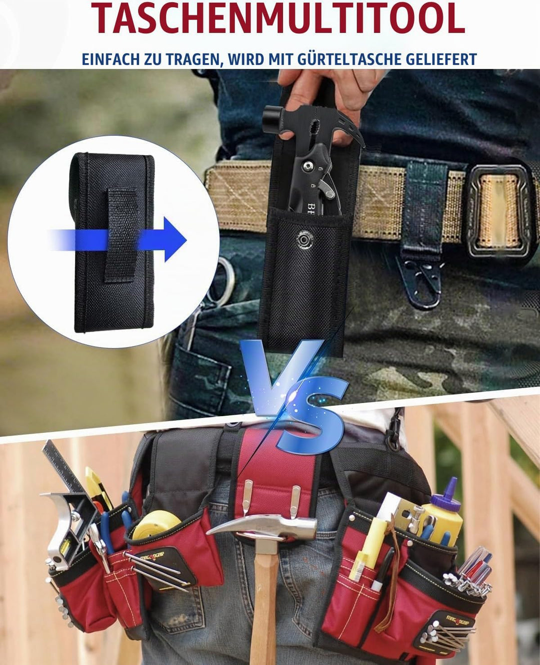 BIBURY Multitool Hammer für Manner, 12 in 1 Tools Ideengeschenk für Männer Papa Ehemann, Outdoor Cam