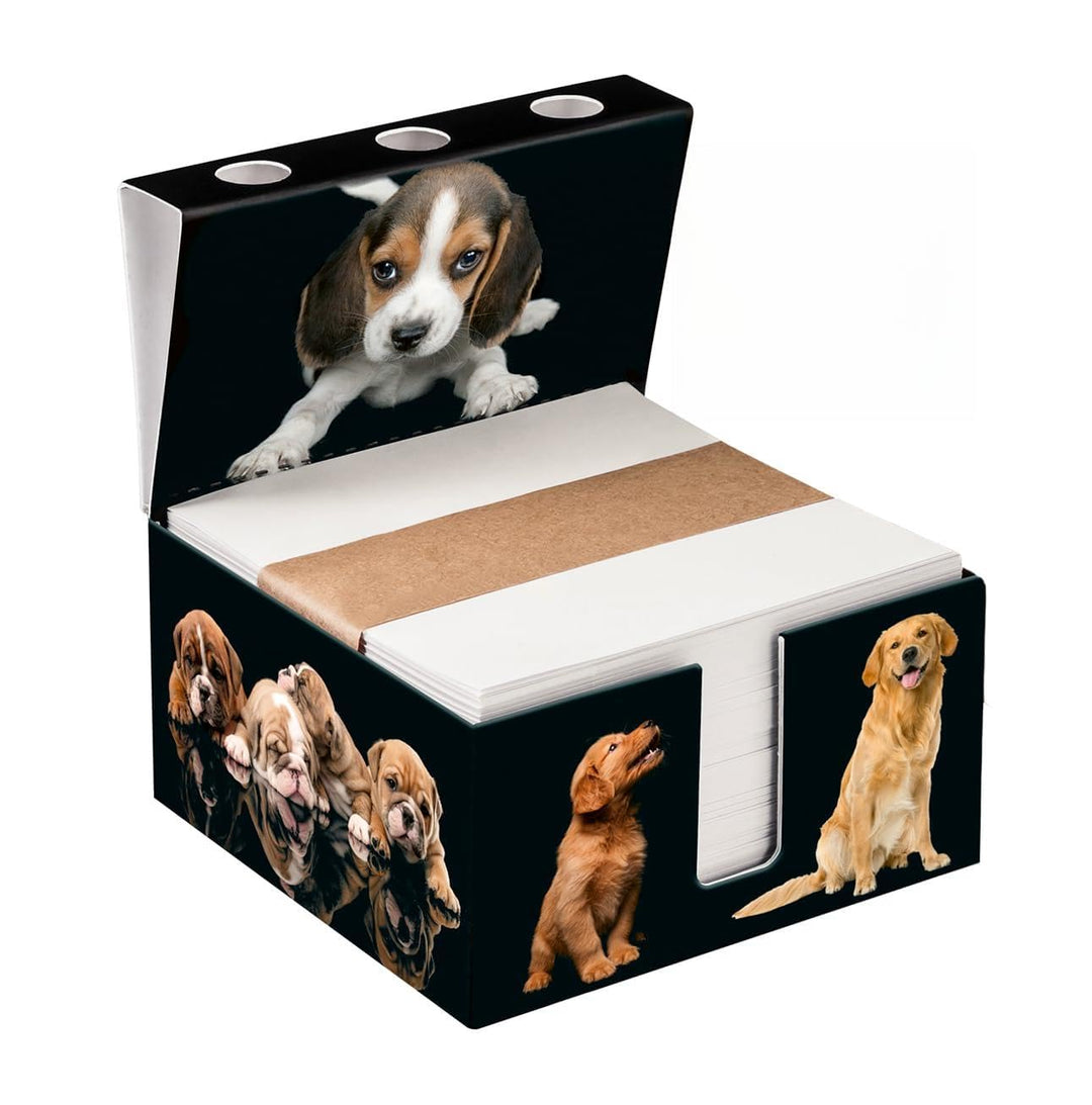 Zettelbox DOGS „handmade“, Schreibtisch organizer, mit deinen Fotos, stabil verarbeiteter 400g-Hartk