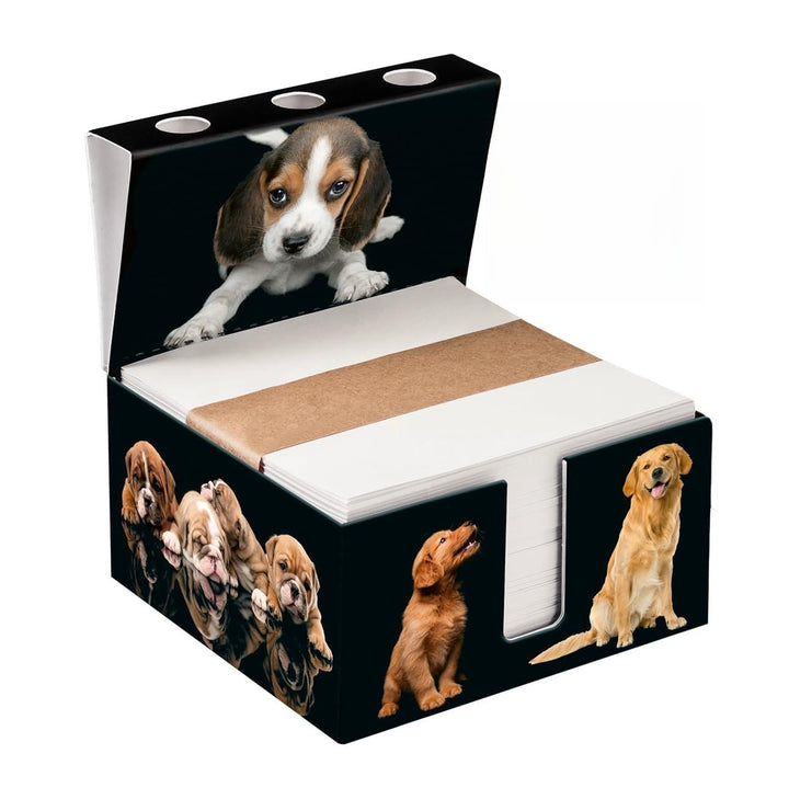 Zettelbox DOGS „handmade“, Schreibtisch organizer, mit deinen Fotos, stabil verarbeiteter 400g-Hartk