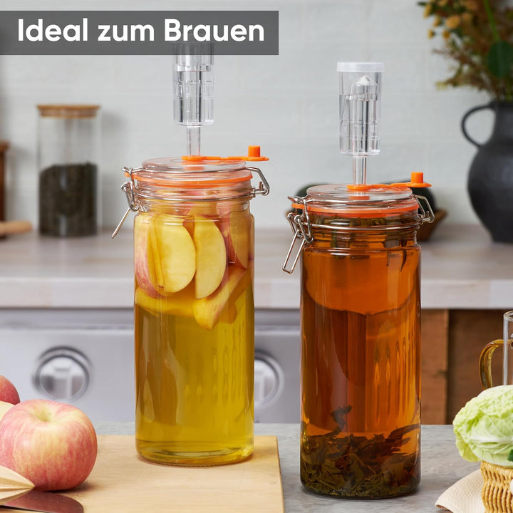 1,3L Fermentierglas Set mit Gäraufsatz & Gewicht – Fermentationsglas für Sauerkraut, Kimchi, Kombuch