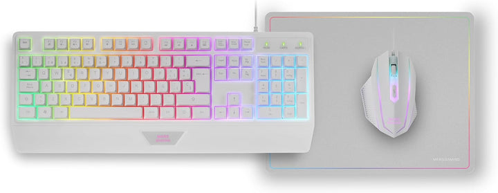 MARSGAMING MCP124, 3in1 Gaming Combo, Ergonomische H-Mech LED RGB Tastatur, RGB Maus 3200DPI HUANO S