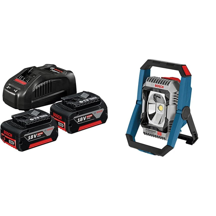 Bosch Professional 18V System Akku Starter-Set (2x GBA 18V 5.0Ah Akku + Schnellladegerät GAL 1880 CV