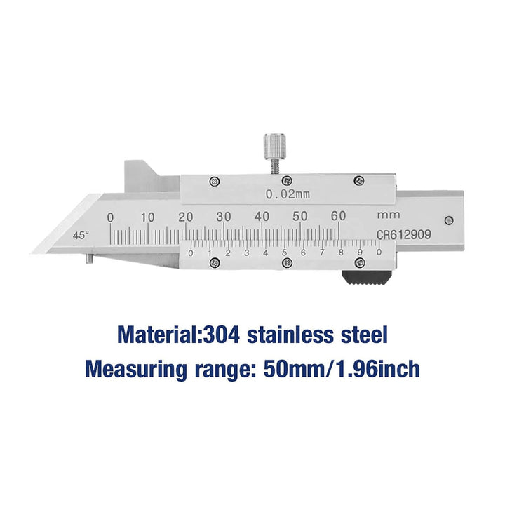 YWBL-WH Fasenmessgerät-Lineal, Messschieber aus Edelstahl, 0–50 Mm, Mechanisches Ablesewerkzeug für