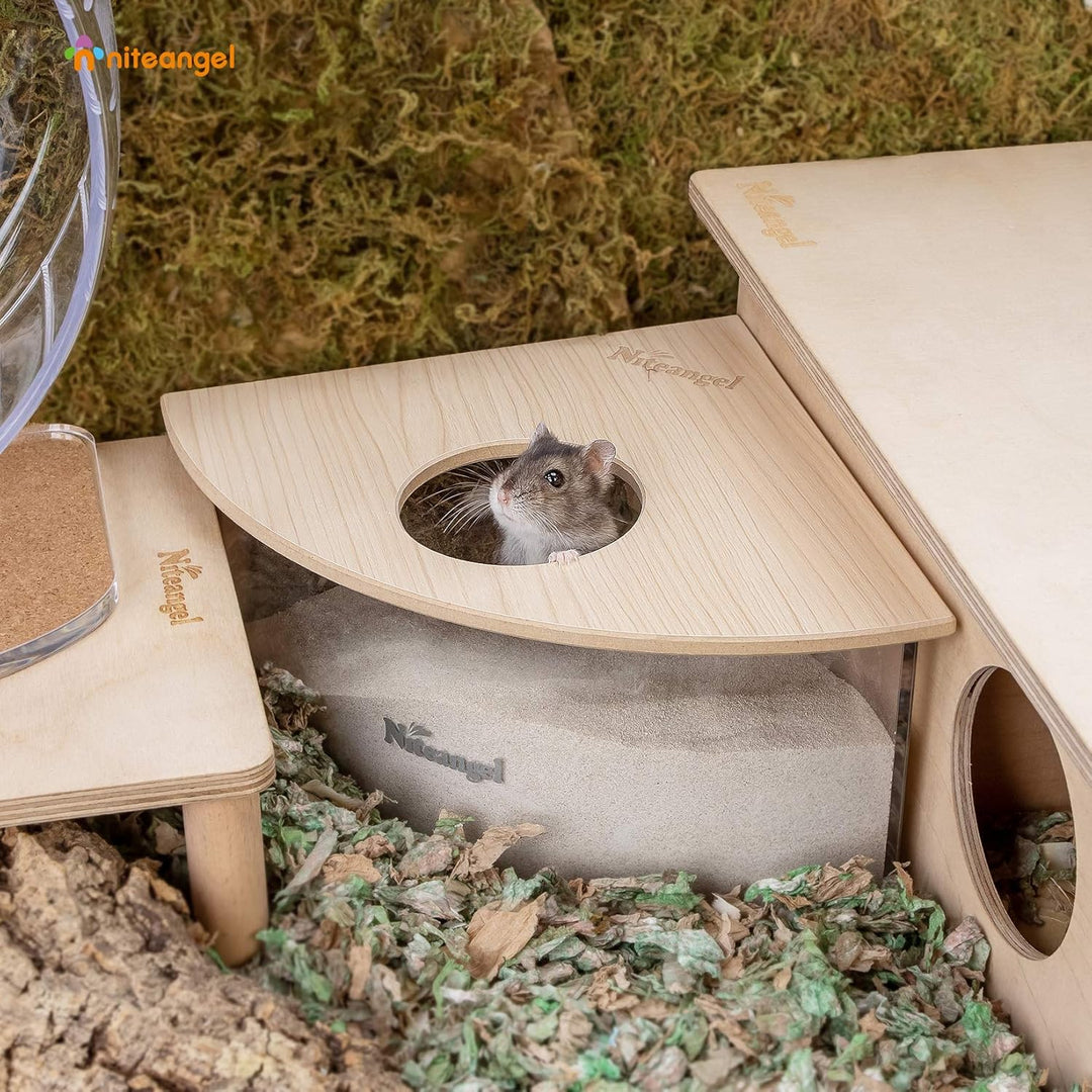 Niteangel Sandkasten für Kleintiere: Acryl-Kreiter, Sandbad und Duschkabine, Sandbehälter für Hamste