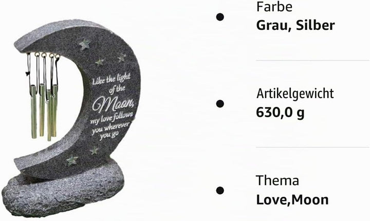 Gedenk-Windspiel, Mond, Liebe, Gedenk-Design, Gedenktage, Grabschmuck, Geschenk, TY138