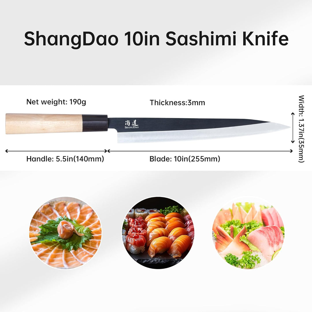 SHANGDAO Sashimi-Sushi-Messer 25 cm – Fleischschneidemesser und Yanagiba-Messer, Fischfiletieren und