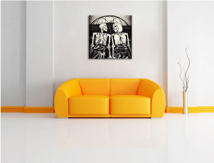 Horror Paar, Format: 70x70 auf Leinwand, XXL riesige Bilder fertig gerahmt mit Keilrahmen, Kunstdruc