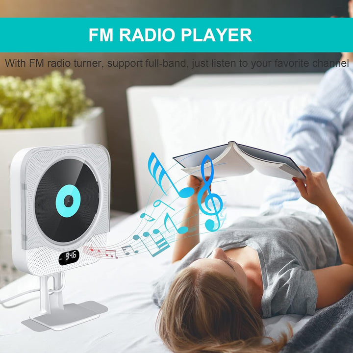CD Player Wandmontage Bluetooth, Gueray Tragbarer CD Player HiFi Lautsprecher Fernbedienung LED-Disp