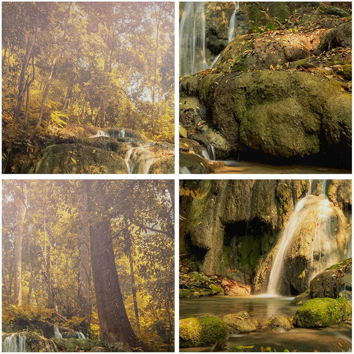 Wandbilder Dekoration Wohnzimmer Wald Wasserfall Natur Umwelt Panorama Bilder auf Leinwand 120x50cm
