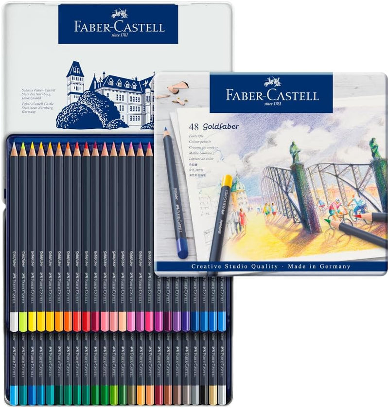 Faber-Castell 114748 - Farbstifte mit permanenter Ölkreidemine Goldfaber, 48er Set 48er Etui Single,