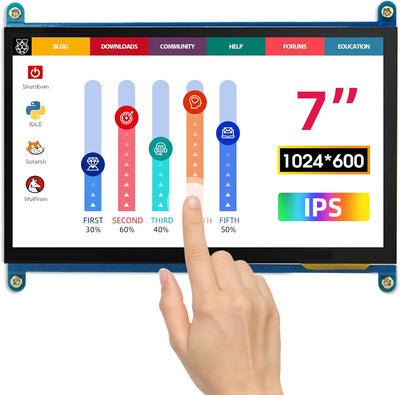 ELECROW Monitor Display Anzeigen IPS Bildschirm-7 Zoll 1024X600 HD TFT LCD mit Touchscreen für Himbe