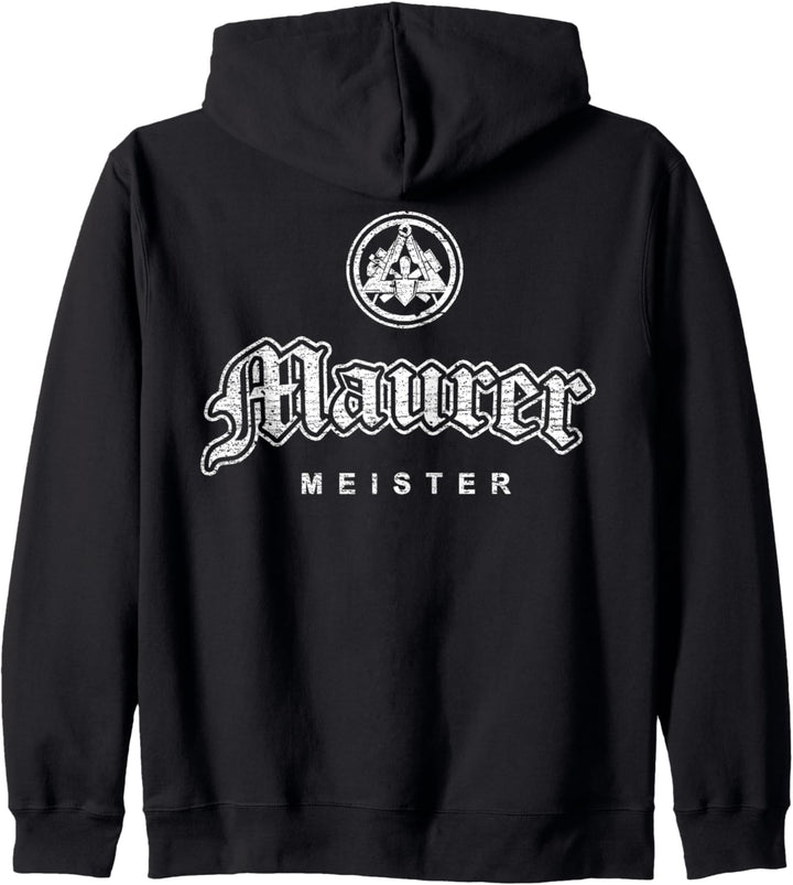 Zunftzeichen Maurer Meister in alt-gotischer Schrift Kapuzenjacke