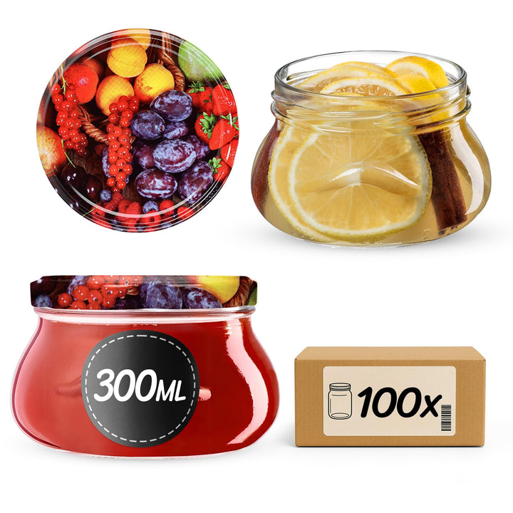 KADAX 100er Set Marmeladengläser 300ml TO82, Einmachgläser Vorratsgläser Mason Jar mit Schraubdeckel