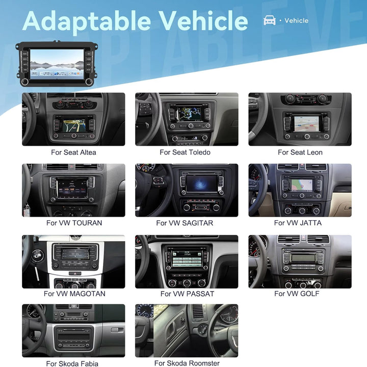 Android 15, CAMECHO 4+64G 8-Kern Qualcomm Autoradio für VW Golf 5 6 Polo Caddy Touran Passat Skoda,