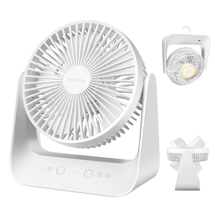 Tischventilator mit Temperatursteuerung, 5000mAh USB Ventilator, 5 Geschwindigkeitsstufen inkl. Schl