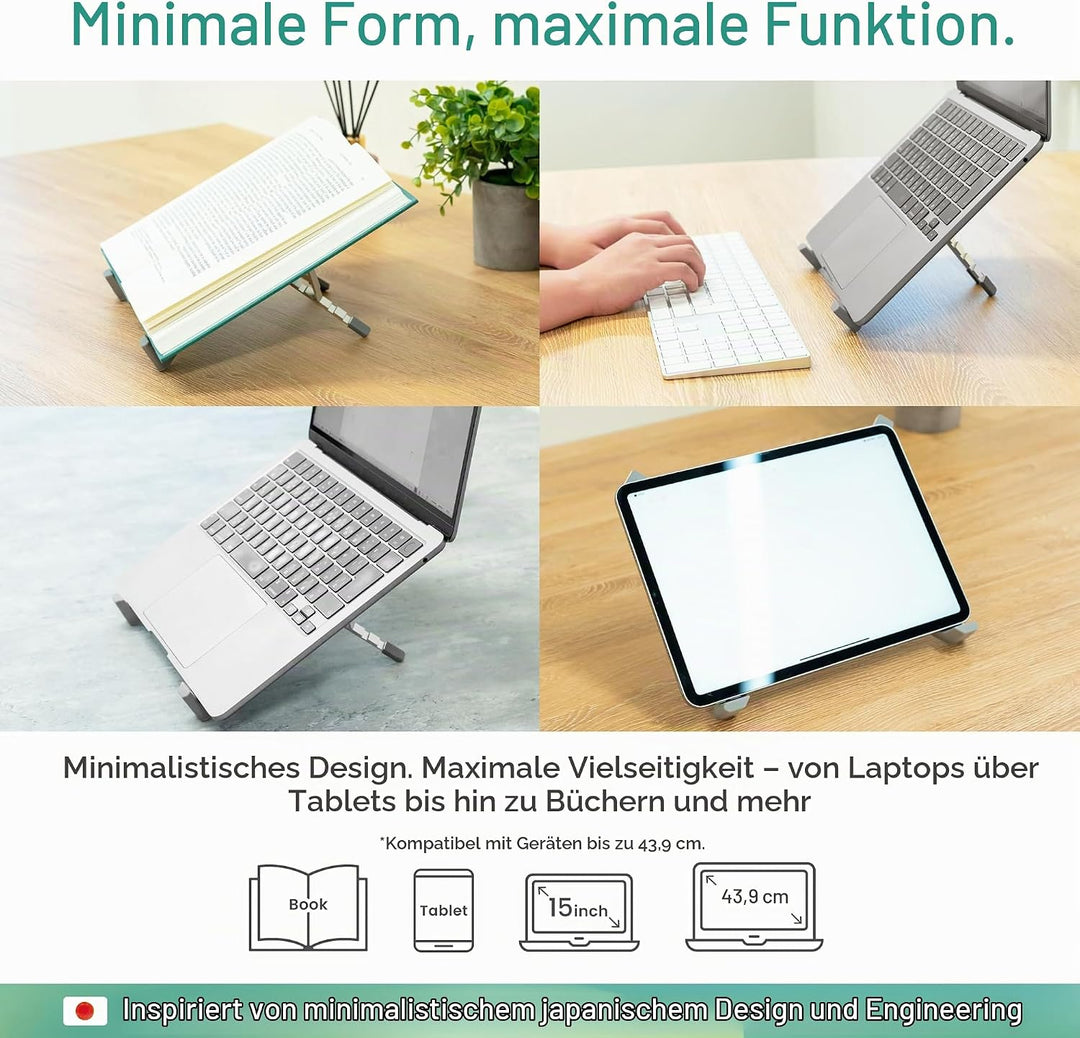 BELLEMOND | X-Form Laptop-Ständer – Höhenverstellbarer Aluminium-Riser mit 5 Stufen, faltbar &amp; leich