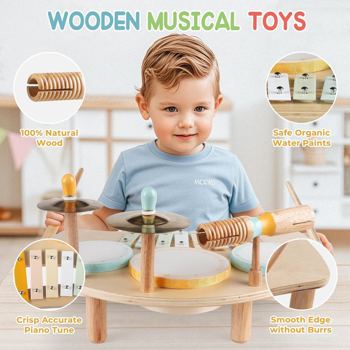 Schlagzeugset für Kinder – Musikinstrumente für Kleinkinder von 1–3 Jahren, pädagogisches Musikspiel