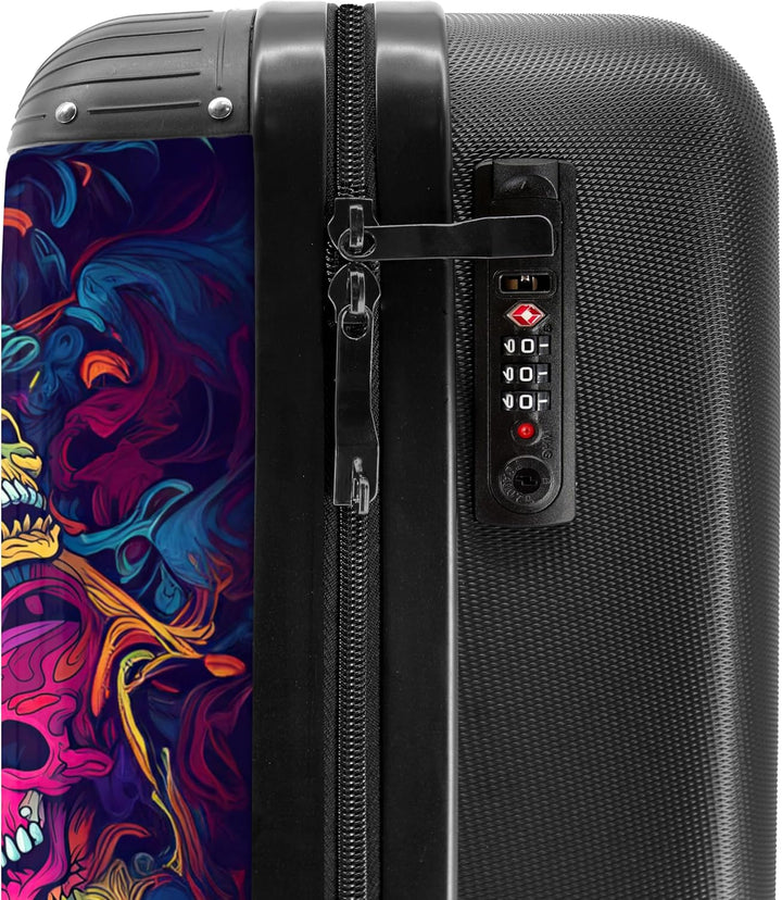 NoBoringSuitcases.com® Koffer Handgepäck Trolley Rollkoffer Kleine Reisekoffer mit 4 Rollen - Totenk