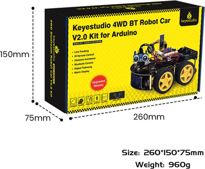 KEYESTUDIO 4WD Programmable Smart Car Robot Starter Learning DIY Kit for Arduino Electronics Program
