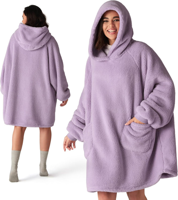 BEDSURE Hoodie Decke mit Ärmeln Kuschelpullover - Tragbare Decke zum Anziehen Erwachsene Lavendel, W